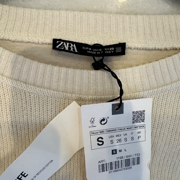 Zara Ivory cropped sweater NWT Size Small - Picture 3 of 4